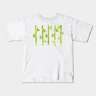 Watercolor Bamboo Pattern - Lime Green Kids T-Shirt